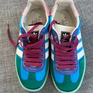 Gucci Adidas Gazelle Sneakers with Purple Laces
